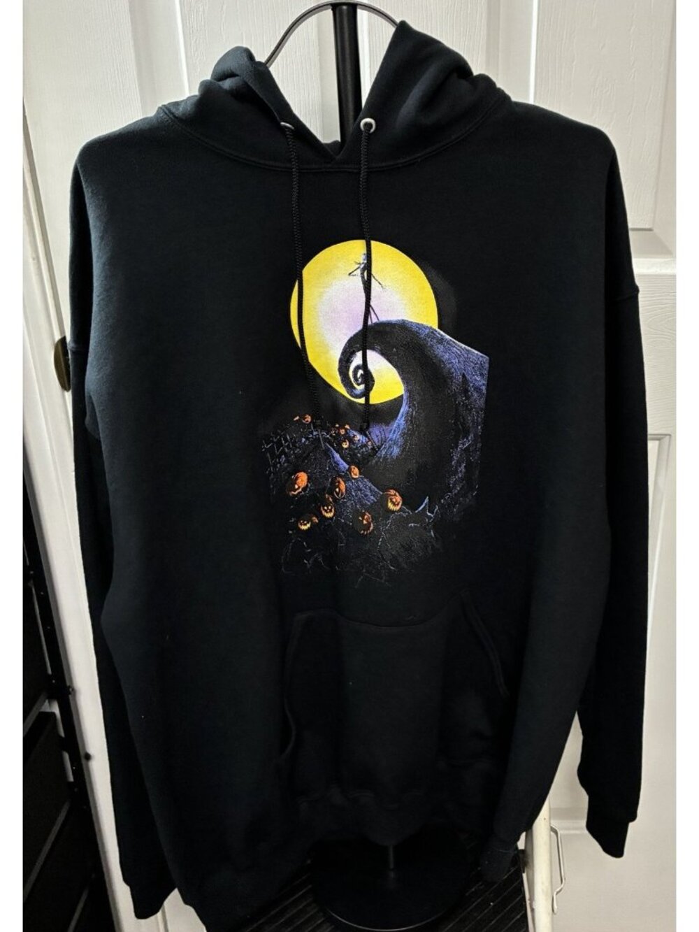 Disney Nightmare Before Christmas Tim Burton Black Hoodie Sweatshirt Mens XL